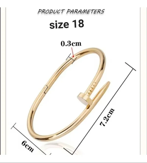 18K Gold Plated Elegant Gold Bangle Bracelet Diamond Nail - Image 5