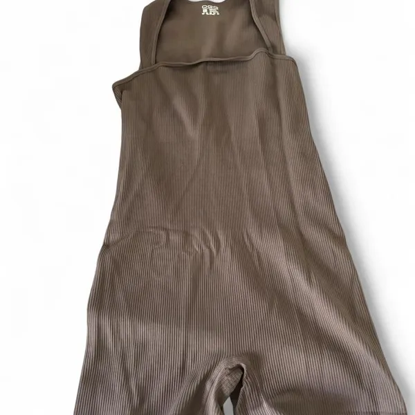 Ribbed Seamless Sleeveless Romper | Taupe Brown | Size L/XL (One Size Stretch) - Image 2