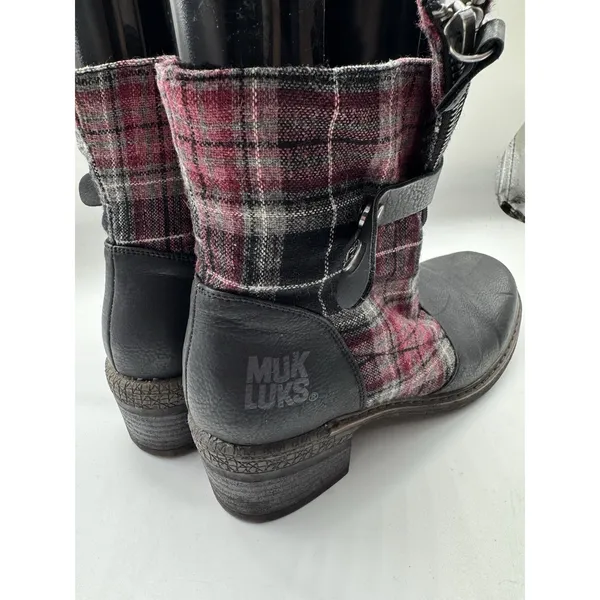Muk Luk Plaid Flannel Zip Ankle Boots Women’s Size 7 - Image 8