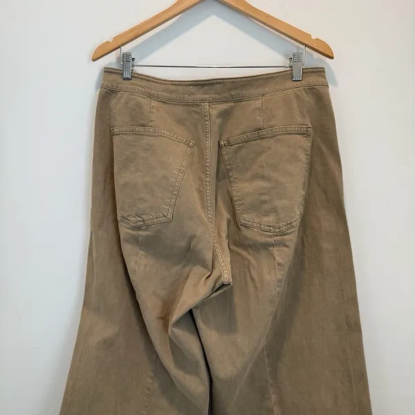 Madewell Pants Womens Size 31 Drill Khaki The Emmett Wide Leg Crop Welt Pocket - Image 7
