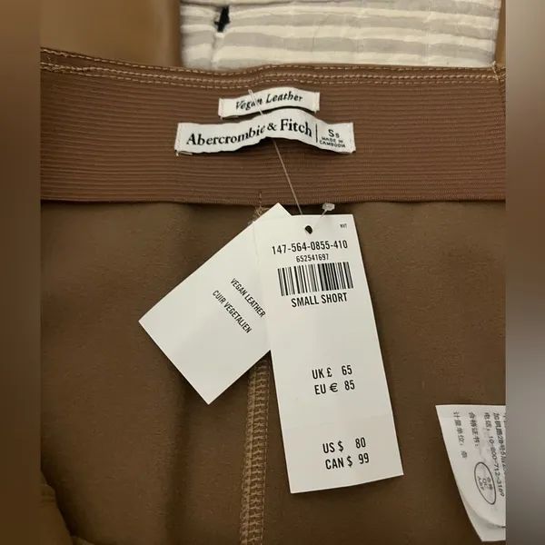 Abercrombie Classic Vegan Leather Leggings NWT Sz S short in Camel - Image 6
