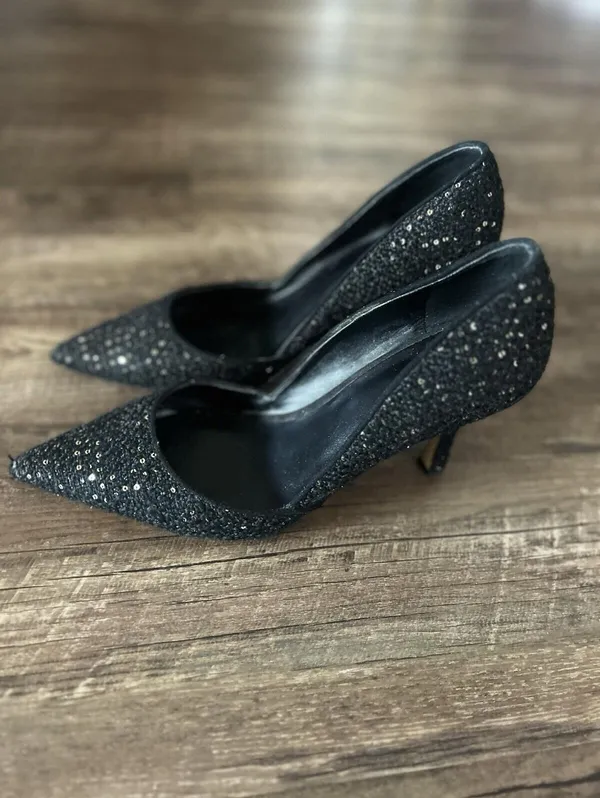 Ann Taylor Sequined Tweed Stiletto Pumps, Women’s Size 9, Black - Image 5