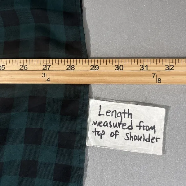 Torrid Sheer Top Plus Size 3 3X Green Black Checkered Gingham Peasant Babydoll - Image 11