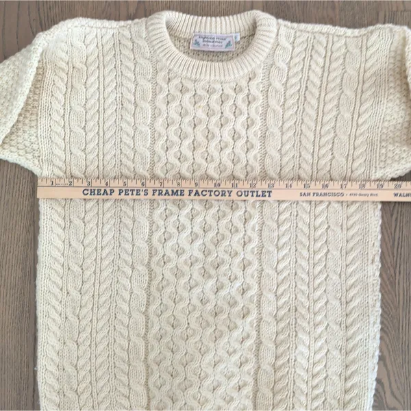 Highland Home Industries Ivory Pure Wool Fisherman Sweater Scotland Women S - Image 2