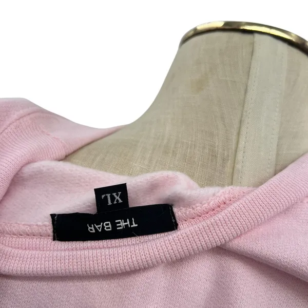 The Bar Varsity Sweatshirt Pink White‎ Lettering Fleece Oversized Size XL - Image 9