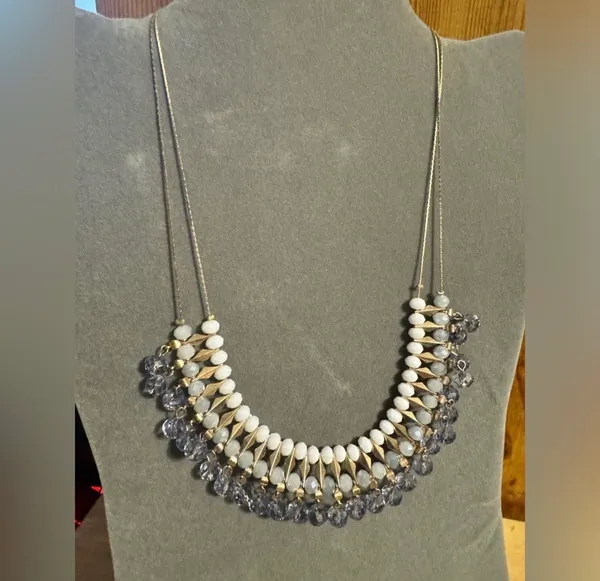 Gold Tone Beaded Chandelier Necklace - Image 3