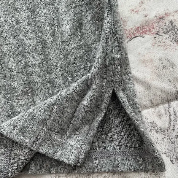 Anthropologie Eri+Ali Fiona Hacci gray ribbed mock neck sweater, size M comfy - Image 12