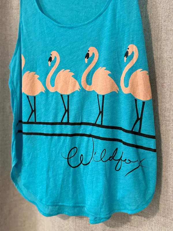 Wildfox | Teal Flamingo Graphic Tank Top | XS - Image 2