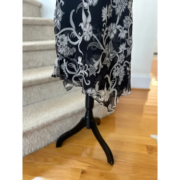 Vintage Y2K Fairy Whimsygoth Boho Black Grey Floral Halter Babydoll Slip Dress - Image 5