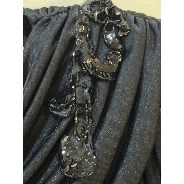 Vintage Cervelle Draped Ruched Evening Gown Handkerchief Hem 80's‎ Sequin - Image 6