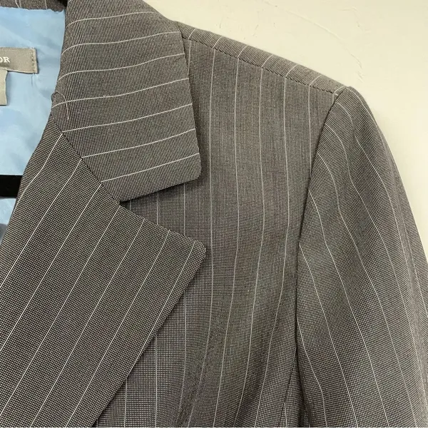 Ann Taylor Grey Pinstripe Women Blazer Jacket 4 Button Down Dark Academia Preppy - Image 3