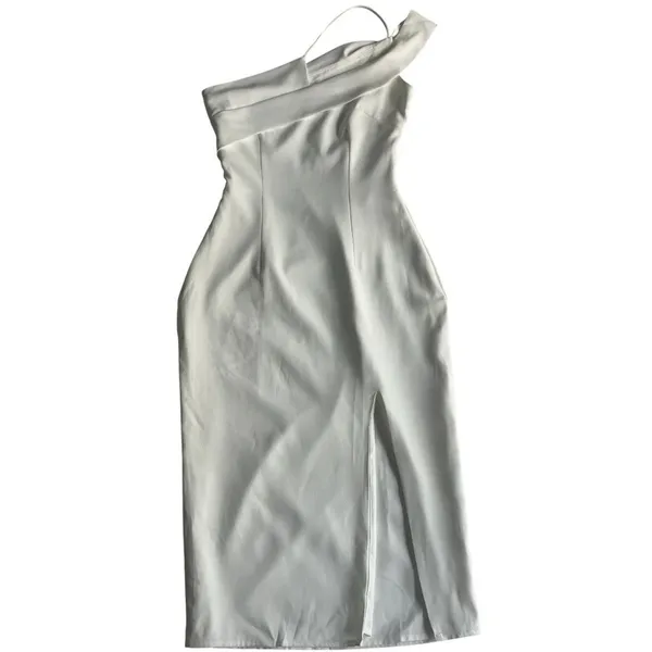 Revolve Superdown Jillian White Asymmetric Cutout Midi Dress XS Minimalist Chic - Image 2