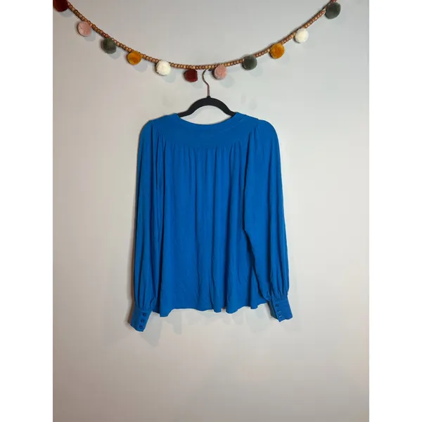 Ann Taylor royal blue long sleeve drapey top - Image 2