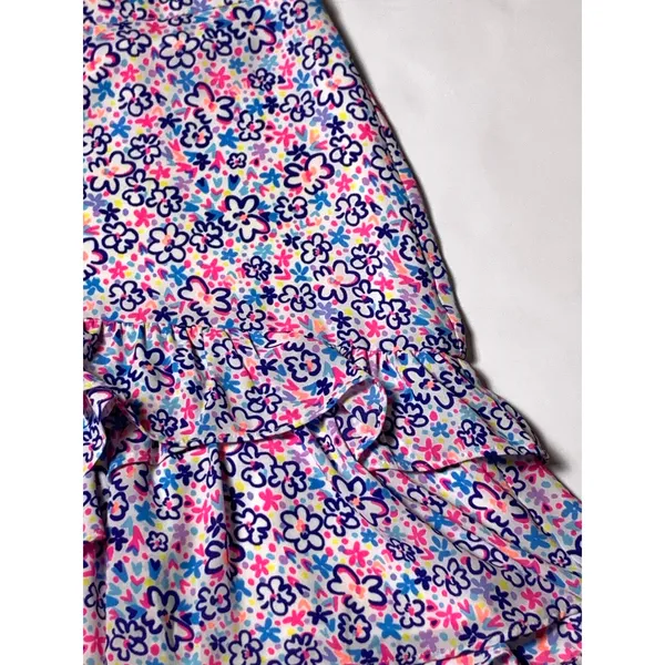 Lilly Pulitzer Womens 8 Floral Ruffle Mini Skirt Pink Blue Tiered Lined - Image 11
