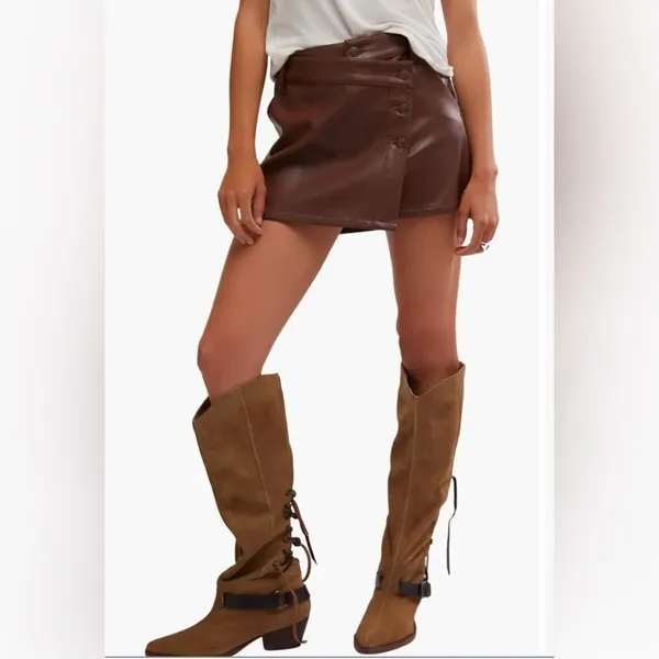 Free People NWT Wynne chocolate vegan skirt -29 - Image 2