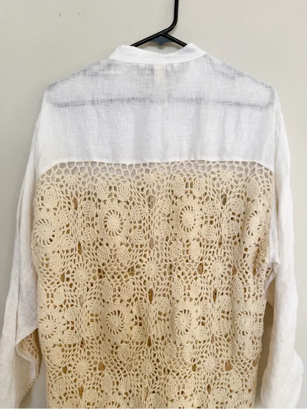 Zara Contrasting Crochet Top Size M - Image 7
