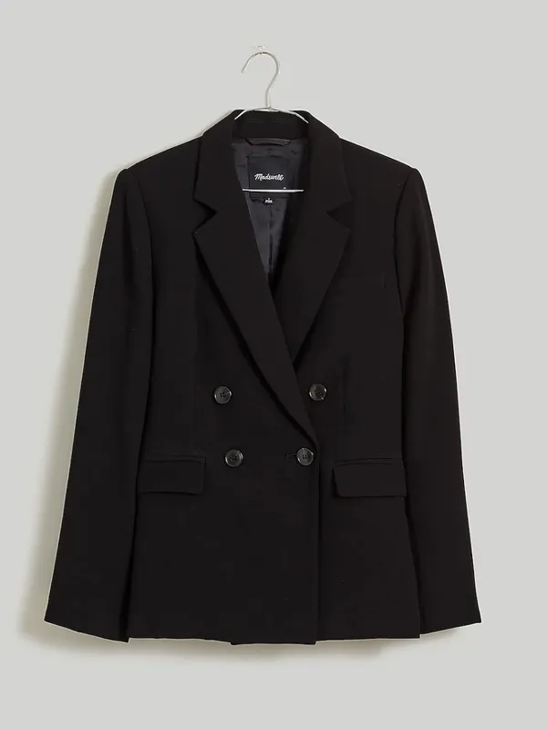 Madewell The Rosedale Blazer Crepe Black Oversized Academia Size 0 - Image 3