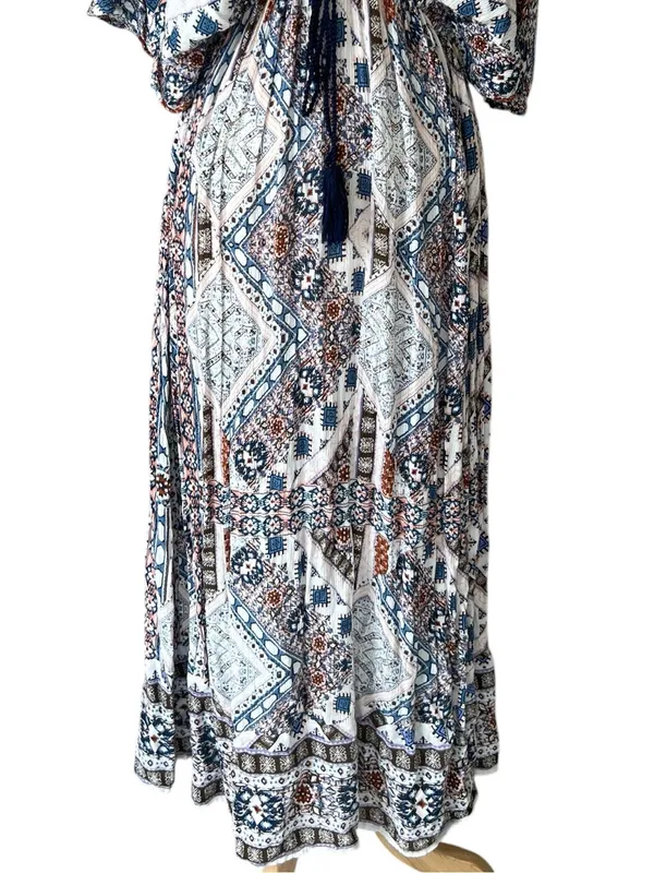 World Market Multicolor Paisley Bohemian V Neck Maxi Dress - Image 3