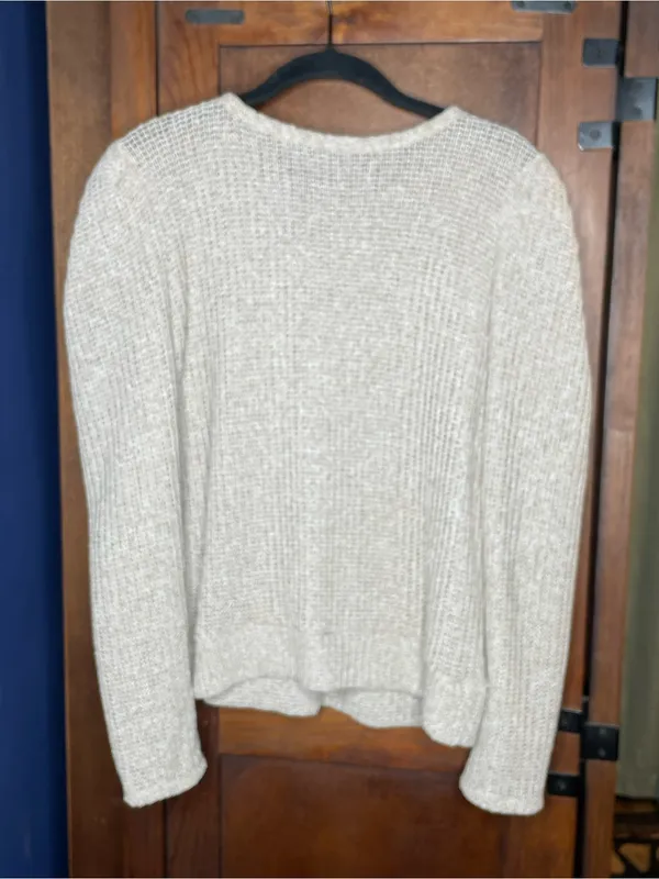 Anthropologie Sunday in Brooklyn Khaki Knit Sweater Small Puff Sleeve Neutral - Image 3