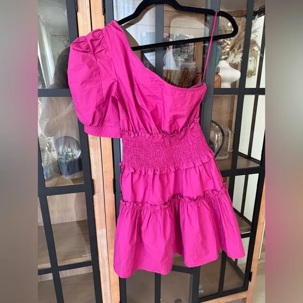 En Saison mini dress Anthropologie One Shoulder Celia ruffle smock cocktail - Image 7