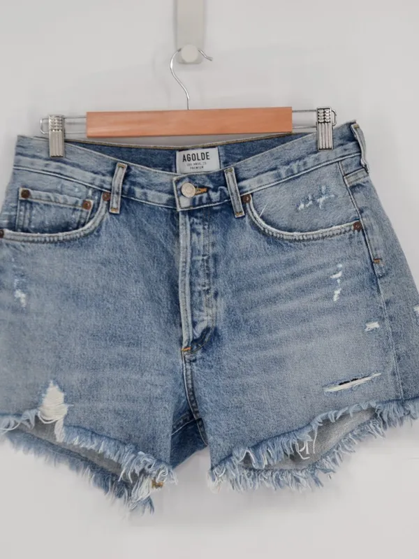 AGOLDE Micah Short Swapmeet Distressed Denim Cutoff Shorts Size 26 - Image 2
