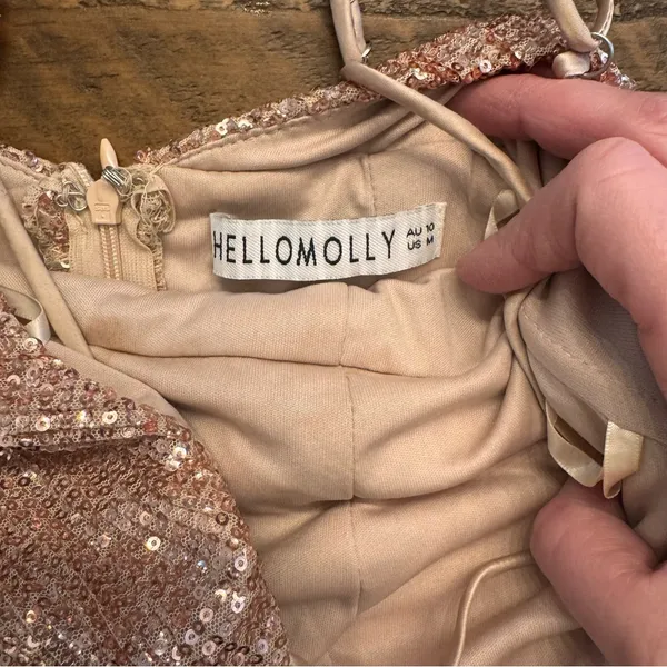 HELLO MOLLY Sparkling Rose Gold Mini Dress‎ - Image 5
