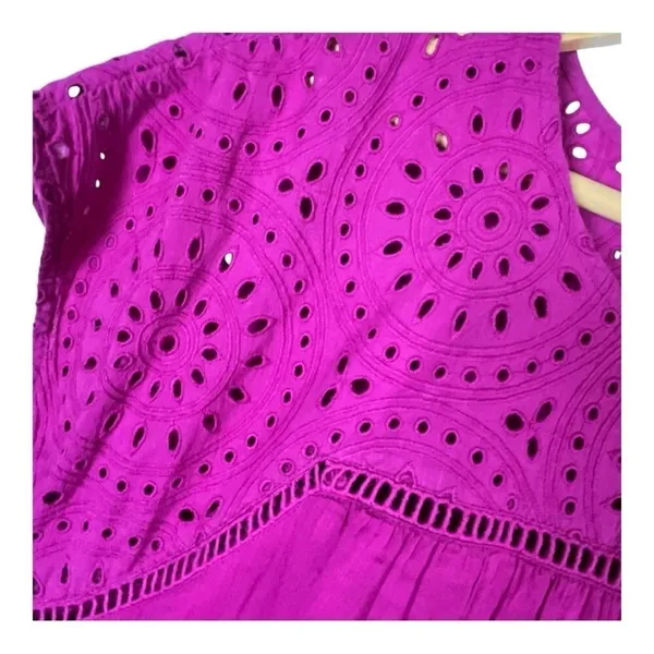 Tommy Bahama‎ Eyelet Shift Dress Womens Small Pink Linen Blend Cap Sleeve Mini - Image 3