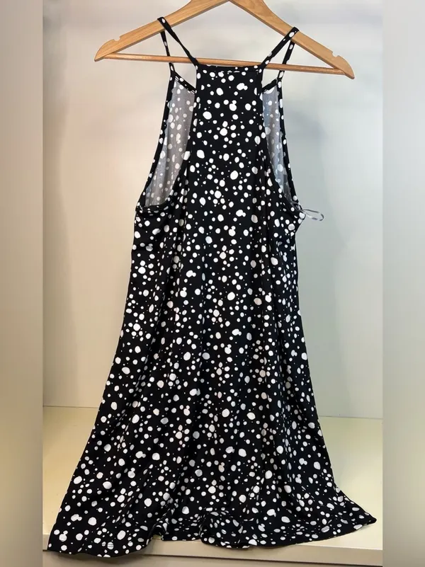 NWOT French Grey Black and White Polka Dot Dress Sz Med - Image 3