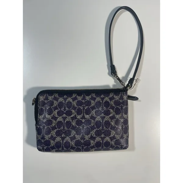 Coach Small Leather Wristlet Purse Cobalt Blue/ ‎ Navy - Image 2