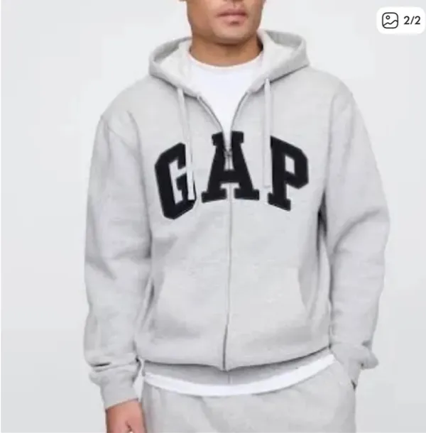 Gap Grey Zip-Up Sweatshirt - Image 2