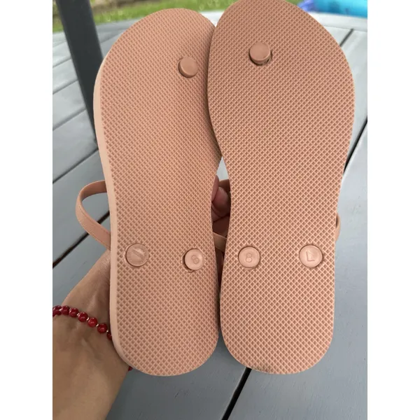 Old Navy Women Beige Pink T-Strap Sandals Partially Plant Based Size 8 - Image 8