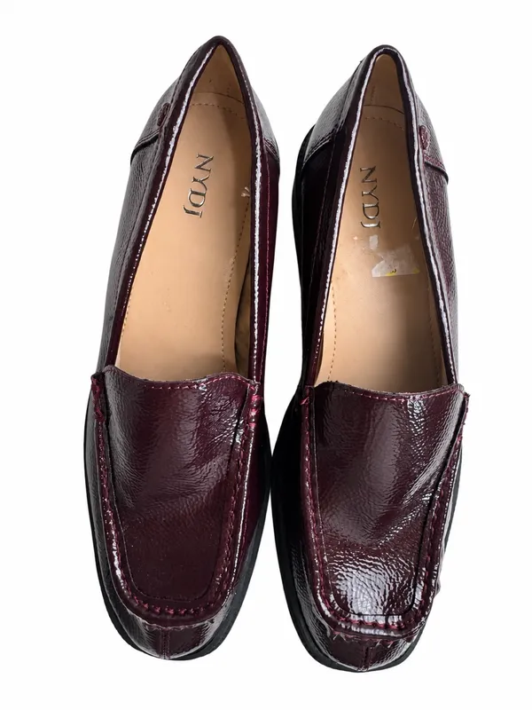NYDJ Burgundy Patent Leather Chunky Lug Sole Loafers - Image 5