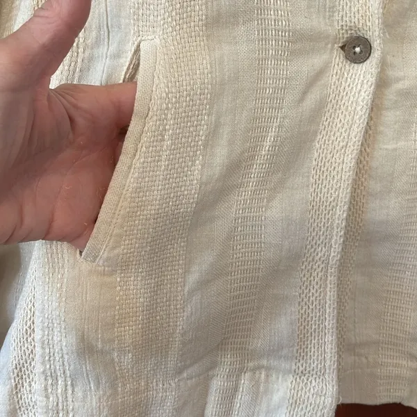 Free People minimalist cotton Linen woven pattern blazer small - Image 4