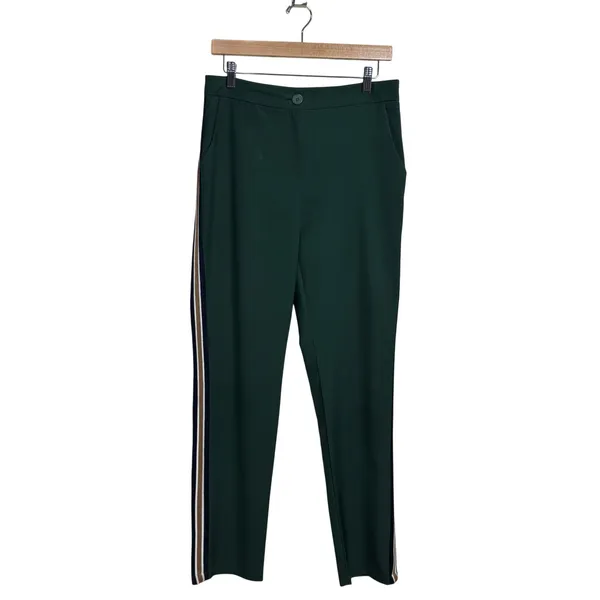 Lulus Women Green Striped Side Pocket Dress Pants Trousers Size M Dressy Casual - Image 2