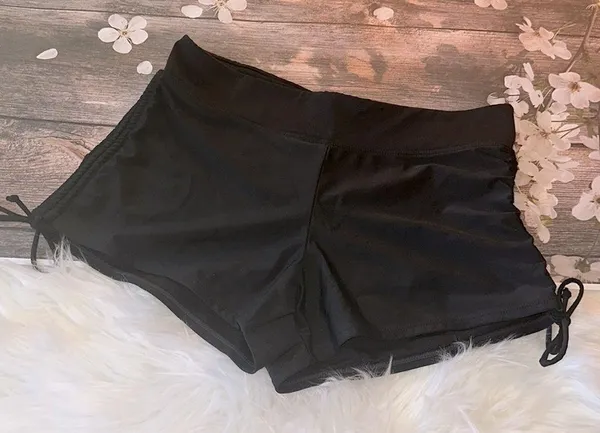 Women’s Swim Shorts Adjustable Side Drawstring Ruched Swim Bottoms - Image 2