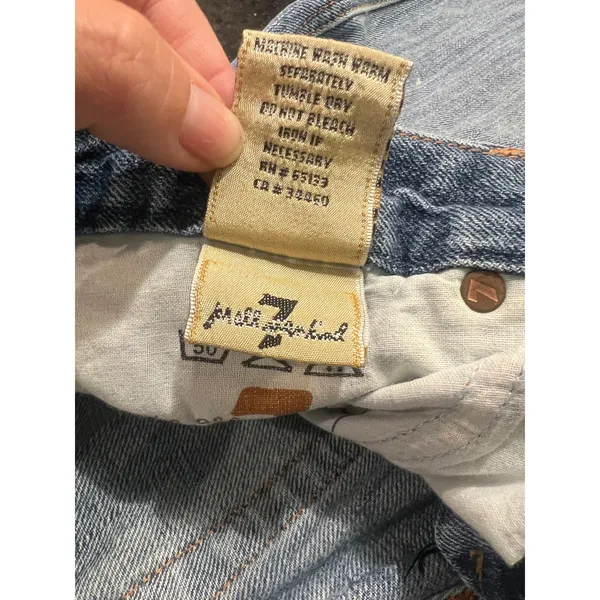 Vintage y2K 2000's Bermuda denim jean shorts 28 A pocket 7 For All Mankind 13"in - Image 4