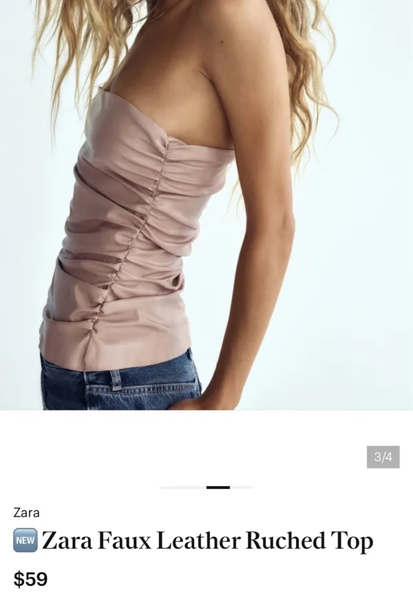 Zara Strapless Faux-Leather Top size S - Image 14