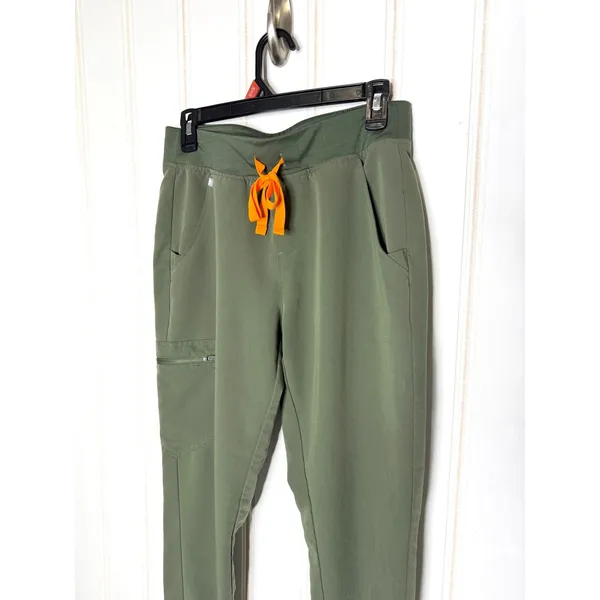 FIGS Zamora Jogger Scrub Pants Olive Green Orange Drawstring W18SW2005 Womens S - Image 4