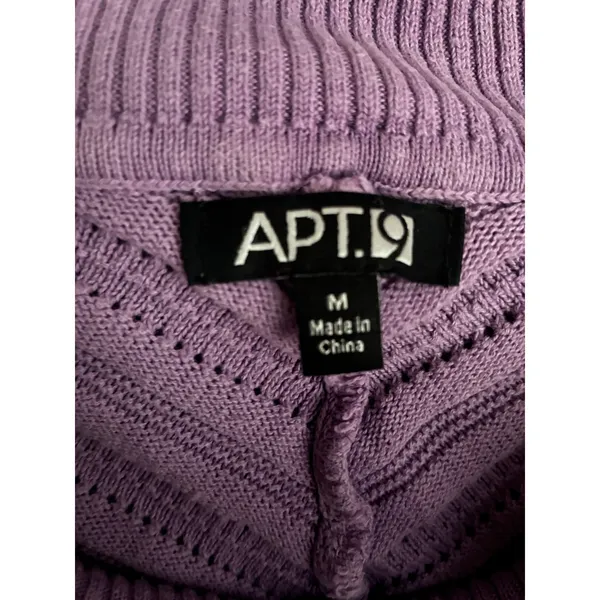 Knit Turtleneck Sweater Lavender Short Sleeve Medium Cottage - Image 3