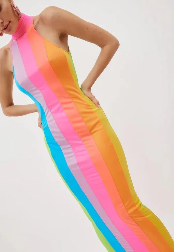 Revolve NWT New Arrivals Women's US S/EU 34 Iggy Dress In Cova Santa Rainbow. - Image 2