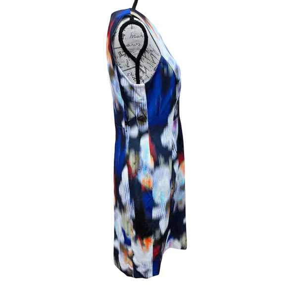 Calvin Klein NWT Blue Blurred Floral Sleeveless Sheath Dress Size 10 - Image 4