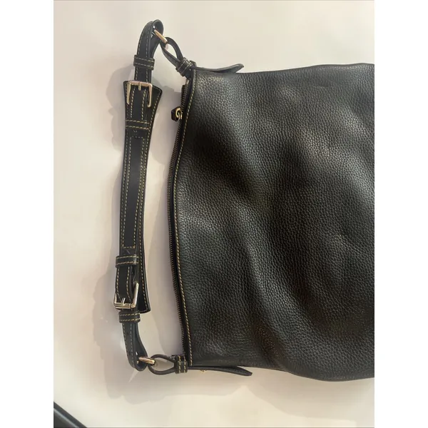 EUC Dooney & Bourke Dillen Black Pebble Leather Hobo Shoulder Bag 2 Pocket Sac - Image 6