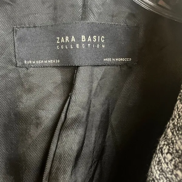 Zara double-breasted flecked frock tweed coat cotton blend medium #698 - Image 8