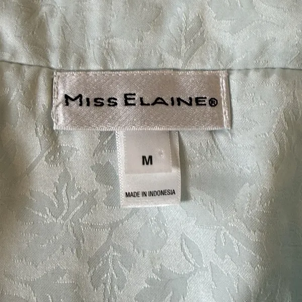 Miss Elaine Pajama Set Womens Medium Light Green Floral Jacquard‎ Classic Satin - Image 5