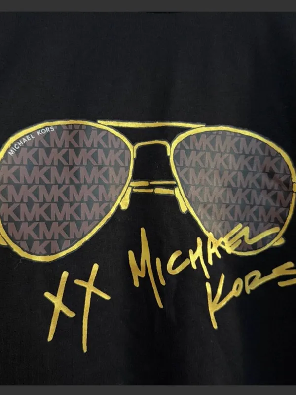 Michael Kors Women’s Black Graphic Tee with Gold Sunglasses Print small - Image 5