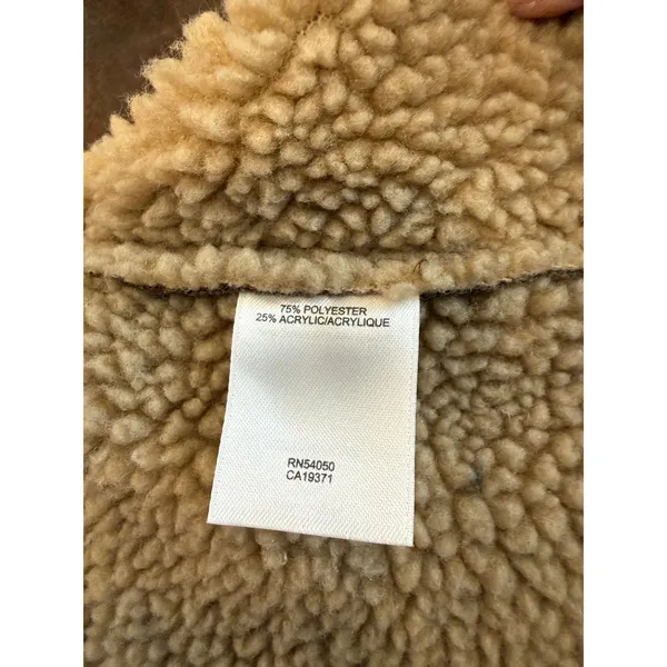 Robbi & Nikko Hooded Vest Women's Medium Brown Faux Suede Sherpa Sleeveless - Image 9