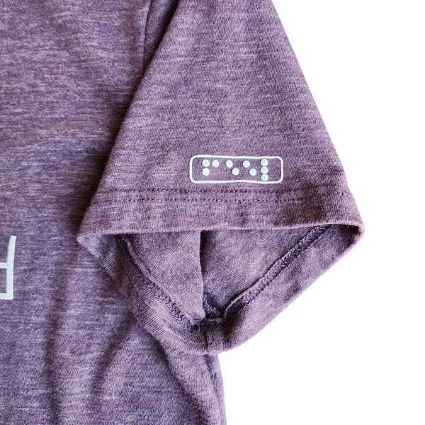 Two‎ Blind Brothers Womens T-Shirt Purple Perspective Braille Detail Medium M - Image 3