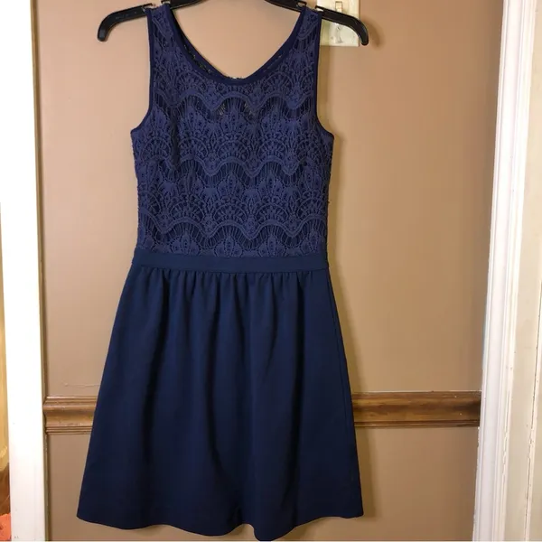 Lilly‎ Pulitzer Rhea Crochet Lace Sleeveless Dress navy Blue XS - Image 2