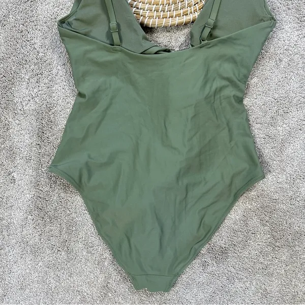 aerie Women’s Long Wrap Tie One Piece Full Coverage Swimsuit in Green L - Image 9