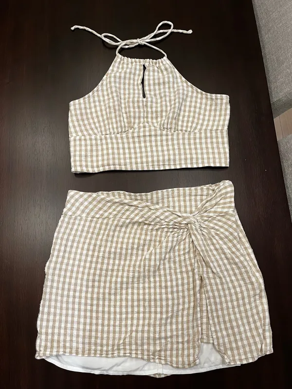 Hollister Set Two-Piece Skirt Gingham Top - Image 5